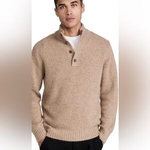 Vince Men's 100 % Cashmere Up Buttons Sweater in Tan